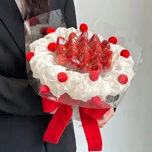 Christmas Snowflake Cellophane And Plush Pom Poms Gift Wrapping Materials For Bouquet DIY Craft Holiday Decor