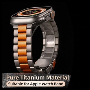 Titanium Alloy Three-Bead Watch Strap Metal Replacement Band For Smart Watch Ultra Adjustable Link Bracelet