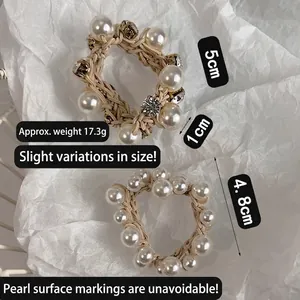 Elegant pearl hair scrunchies set with rhinestones and braided bands for women hairstyles