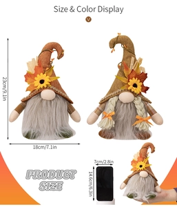 Detailansicht der Größe von leuchtenden Erntedank-Zwergen mit Sonnenblumen-Hüten