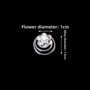 Detail of 1cm rhinestone flower bridal hair coil with a 1.5cm alloy spiral pin