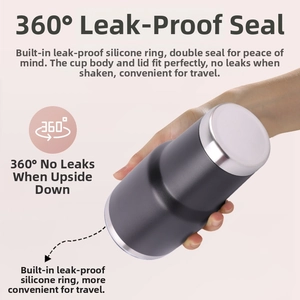 Detailed close-up showing the 360-degree leak-proof seal on a black 30oz tumbler