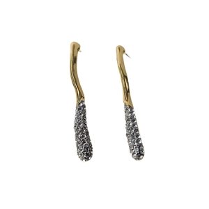 Long geometric drop earrings with 18k gold plating and sparkling zircon crystal inlay