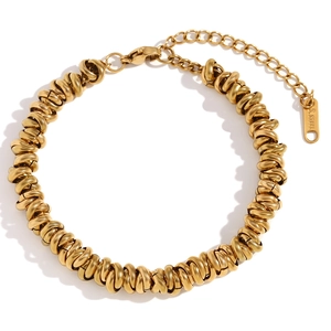 Minimalist 18K gold-plated stainless steel woven chain bracelet for women in flat lay