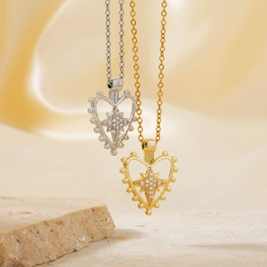 Heart Star Pendant Necklace Copper Zircon Inlaid Gold Silver Plated Elegant Fashion Jewelry For Women