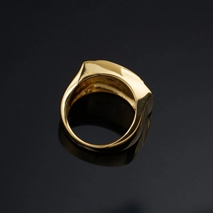 Luxurious gold plated square signet ring for men featuring a polished mirror finish