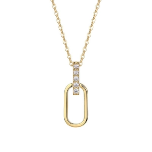 Minimalist French style U-shaped 925 silver necklace with sparkling moissanite in gold finish