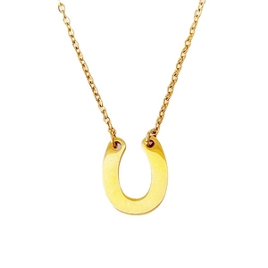 Minimalist gold-finished horseshoe U-shaped pendant necklace in durable stainless steel