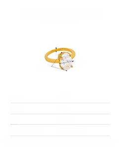 Detailed technical drawing of a gold stainless steel ring with oval zircon dimensions