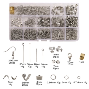 Comprehensive DIY jewelry making kit with silver earring hooks and findings in a storage box
