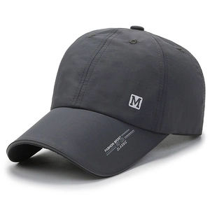 Breathable dark gray quick-dry baseball cap with embroidered letter M for outdoor sports