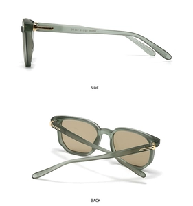 Dual view of square retro sunglasses showing side and back details on white background