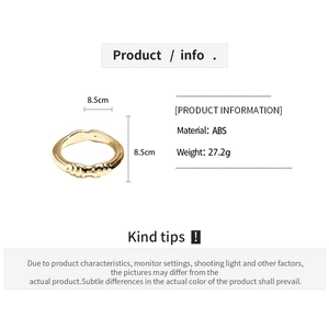 Detailed size view of the 8.5cm gold ABS geometric cuff bracelet weighing 27.2g