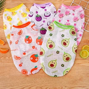 Pet Summer Vest Breathable Mesh Polyester Thin Fruit Print Cartoon Shirt Clothing For Dogs Cats Small Large