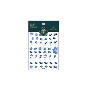Blue lotus nail art stickers on high-quality adhesive sheet with floral designs