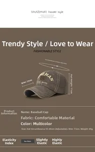 Size chart showing adjustable brown cotton baseball cap with DINGHAN embroidery details