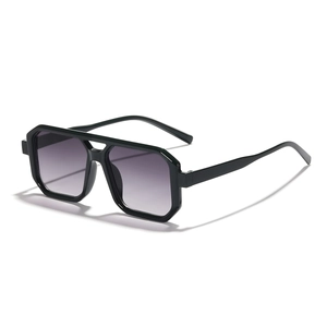 Fashionable square chunky frame sunglasses with gradient lenses and a modern double bridge