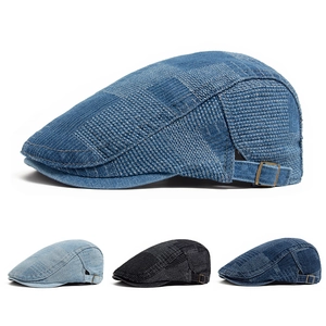 Vintage Washed Cotton Flat Cap For Men Women Adjustable Denim Ivy Hat Newsboy Style Breathable Sunshade Accessory