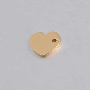 Gepolijste gouden roestvrijstalen harthanger voor DIY-sieraden met ophanggat