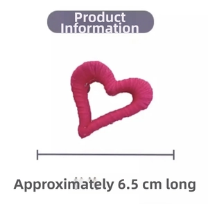 Detail view of 6.5cm rose red plush heart hair clip with handmade woven texture
