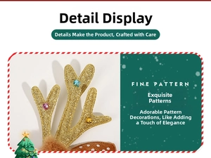Detail of glittery reindeer antlers with colorful beads and plush texture for Christmas headband