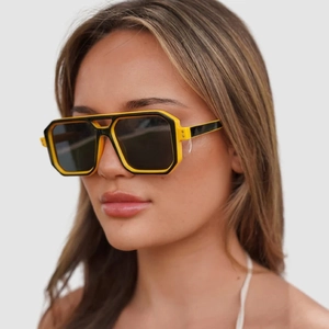 Oversized Square Sunglasses Double Bridge PC Frame UV400 Protection Retro Aviator Fashion Eyewear For Men Women