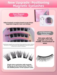 Detail view of 3D magnetic eyelashes set with applicator and four-magnet positioning case