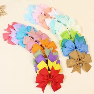 Set of 21 colorful 8cm grosgrain ribbon hair bows in various candy colors for women