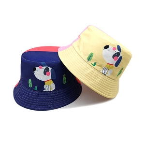 Chapeau Bob Enfants Polyester Imprimé Chiot Protection Solaire Respirant Extérieur Couleur Contrastée Pour Garçons Filles