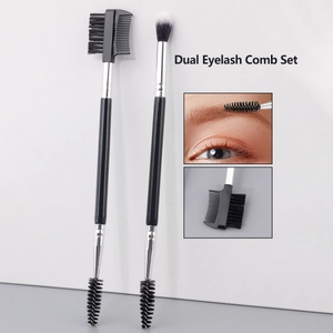 Dual Ended Eyebrow Brush And Eyelash Comb Spoolie Professional Blending Grooming Eye Makeup Tool Synthetic Fiber Wood Handle
