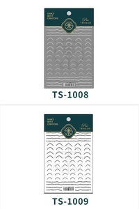 Détail des stickers ongles French Line Art TS-1008 et TS-1009 en noir et blanc