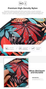 Détail du tissu en nylon imperméable et résistant aux rayures avec imprimé tropical