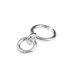 Minimalist silver 925 sterling silver interlocking rings with open C-shape design