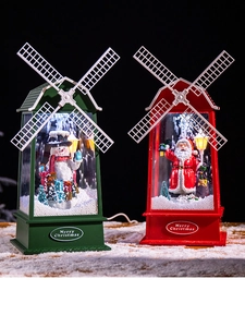 Lanternes boules à neige de Noël bicolores avec éclairage LED et figurines festives