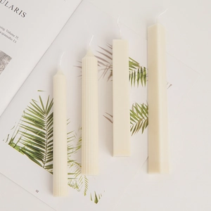 Set of 4 cream fluted and square pillar candles for DIY home decor and aromatherapy
