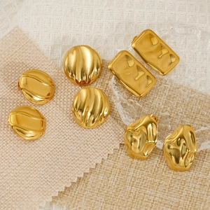 Boucles D'Oreilles Puces Lave Fondue Irrégulière Plqué Or 18K Acier Inoxydable 304 Bijoux Métal Géométriques Vintage