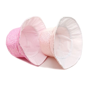 Set of pink sequined bucket hats with geometric patterns for performance and outdoor wear