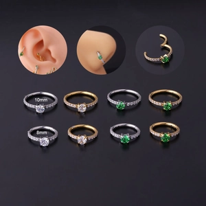 Klapp-Creole Knorpel-Ohrring Edelstahl Zirkonia Piercing-Schmuck Mode Nasenring Für Damen Trendiges Accessoire