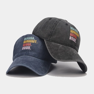 Casquettes de baseball en coton délavé vintage bleu marine et anthracite avec slogan