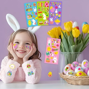 Easter Bunny Egg Cartoon Stickers Decorative Decals For Holiday Party Kids Gift Craft Party Decoration