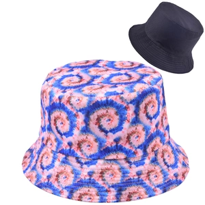 Sombrero de pescador reversible tie-dye y negro para mujer protección solar