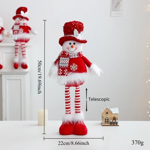 Dettaglio pupazzo di neve di Natale telescopico con dimensioni e decorazioni festive