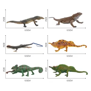 Set of 6 realistic plastic lizard and chameleon models for education, 8cm x 6.5cm size