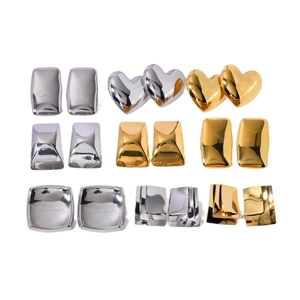 Minimalist 18K gold and silver geometric rectangular earrings set in various shapes