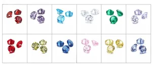 Set of 12 multi-colored faceted birthstones with corresponding English month labels
