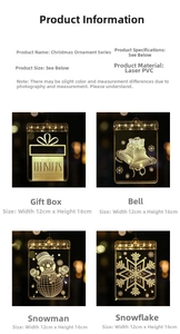 Detailed specs of laser PVC Christmas LED suction lights with 3D festive motifs