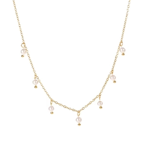 18K gold plated stainless steel necklace with freshwater pearl fringe pendants