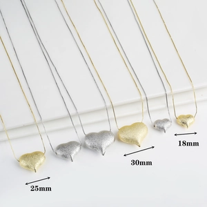 Heart Pendant Necklace Matte Frosted Copper Double Sided Sweet High End Jewelry For Women Girls Box Chain