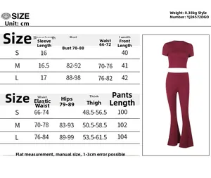 Tabella taglie per il set a due pezzi con top a maniche corte e pantaloni svasati