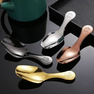 Tea Spoon 304 Stainless Steel Crown Handle Relief Mirror Polished Creative Coffee Sugar Dessert Spice Shovel